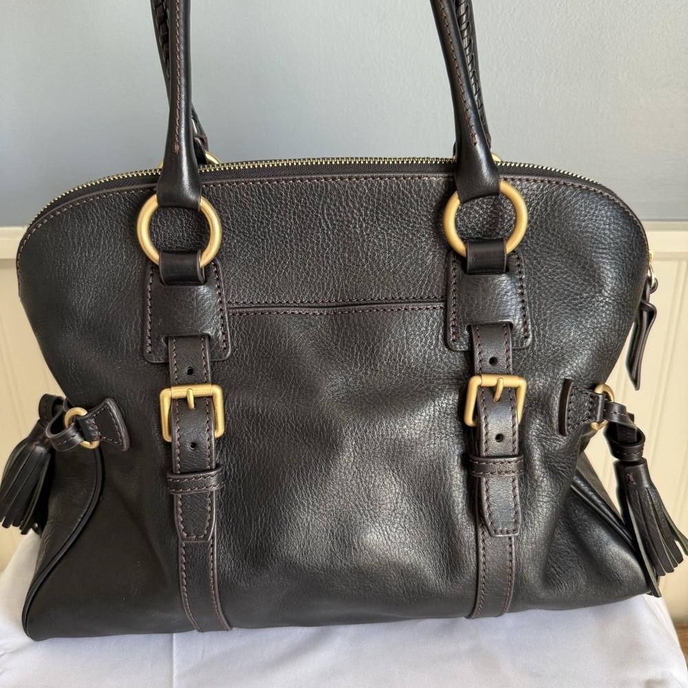 DOONEY & BOURKE Florentine Domed Buckle Satchel Shoulder Bag Purse Black Tassel - Picture 3 of 15